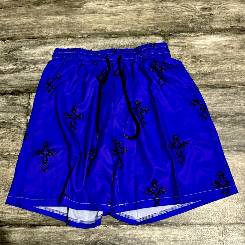 Blue/purple Cross 7” inseam shorts